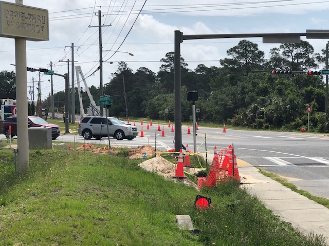 Construction at Gulf Beach Hwy May 2021